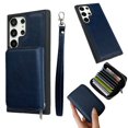 thumbnail image 1 of Compatible with Samsung Galaxy A54 5G Wallet Case Card Holder, PU Leather Phone Case Women Men Protective Cover Wrist Strap Zipper Credit Card Slots For Samsung Galaxy A54 5G, Blue, 1 of 9