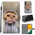 thumbnail image 1 of Compatible with Samsung Galaxy A54 5G Wallet Case for Men Women, Premium PU Leather Flip Cover with Card Holder, Wrist Strap, Kickstand Shockproof Magnetic Clasp Case, Yellow Cat + Sweater, 1 of 10