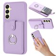 thumbnail image 1 of Compatible with Samsung Galaxy A54 5G Wallet Phone Case,360°Rotation Finger Ring Holder Kickstand,with Card Holder,Lychee Pattern PU Leather Durable Shockproof Rugged Phone Case,Purple, 1 of 12