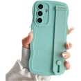 thumbnail image 1 of Compatible with Samsung Galaxy A55 5G Phone Case with Wrist Strap Kickstand Cute Solid Color Curly Wave Frame Case Women Camera Protection Soft Cover (Light Blue, Samsung Galaxy A55), 1 of 7