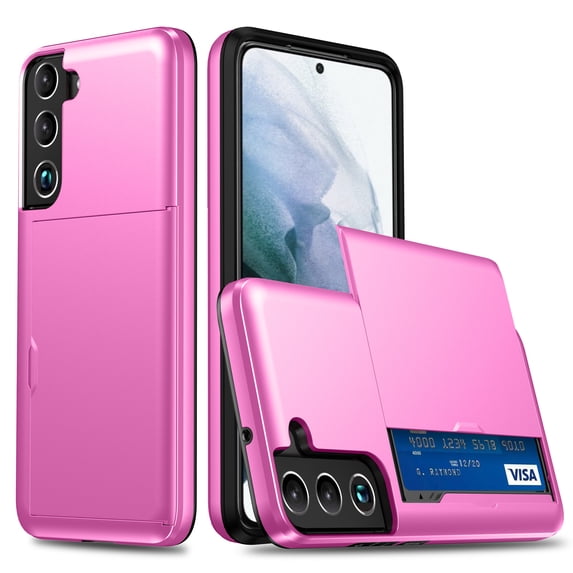 Compatible with Samsung Galaxy A55 Case, Wallet Cover Credit Card Holder Slot Sliding Back Pocket Anti-Scratch Dual Layer Protective Case Cover for Samsung Galaxy A55,Pink
