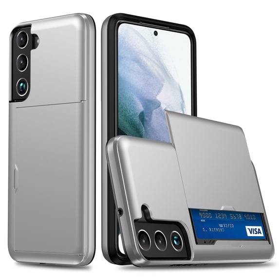 Compatible with Samsung Galaxy A55 Case, Wallet Cover Credit Card Holder Slot Sliding Back Pocket Anti-Scratch Dual Layer Protective Case Cover for Samsung Galaxy A55,Silver