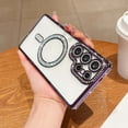 thumbnail image 1 of Compatible With Samsung Galaxy A55 Glitter Clear Phone Case,Support Wireless Charging,With Lens Film,Border Drilling Designing,Luxury Shockproof Rugged Transparent Phone Case,Darkpurple, 1 of 11