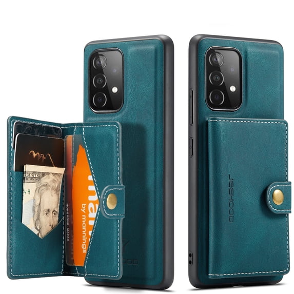 Compatible for Samsung Galaxy A55 Magsafe 2 in 1 Detachable Wallet Case Card Holder Women Men,Magnetic PU Leather RFID Blocking Flip Kickstand Credit Slots For Samsung Galaxy A55,Blue