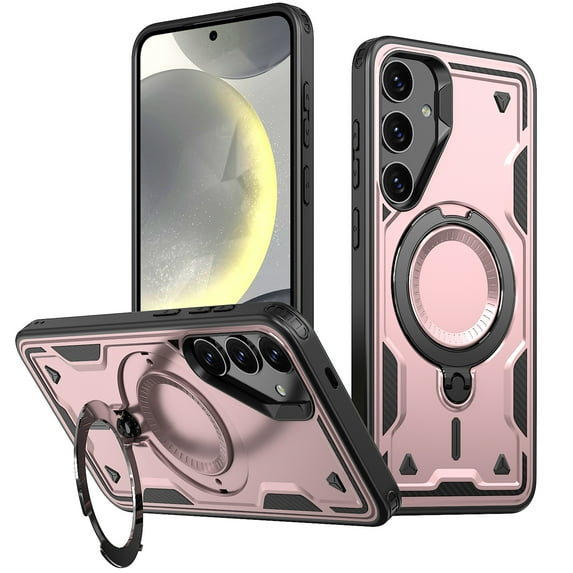 Compatible with Samsung Galaxy A56 5G Case, Hybrid Slim Phone Cases Fit for Samsung Galaxy A56 5G, Compatible with MagSafe Magnetic Ring Stand Rugged Case, Shockproof Protective, Rosegold