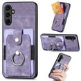 thumbnail image 1 of Compatible with Samsung Galaxy A56 5G, Classic Card Slots 360 Rotating Finger Ring Kickstand PU Leather + TPU Frame Magnetic Closure Back Case Cover for Samsung Galaxy A56 5G, Purple, 1 of 13