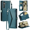 thumbnail image 1 of Compatible with Samsung Galaxy A56 5G Envelope Style Wallet Case, with Wrist Strap and Crossbody Strap, Flip Card Holder Stand Rugged Cell Phone Cover for Samsung Galaxy A56 5G Women Men - Green, 1 of 7