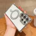 thumbnail image 1 of Compatible With Samsung Galaxy A56 5G Glitter Clear Phone Case,Support Wireless Charging,With Lens Film,Border Drilling Designing,Luxury Shockproof Rugged Transparent Phone Case,Silver, 1 of 11