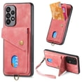 thumbnail image 1 of Compatible with Samsung Galaxy A56 5G PU Leather Back + TPU Frame Case, Card Slot Magnetic Snap with Removable Wrist Strap Support Magnetic Car Mount Kickstand Cover for Samsung Galaxy A56 5G, Pink, 1 of 9