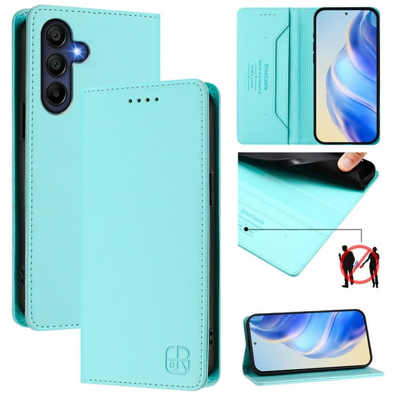 Compatible with Samsung Galaxy A56 5G Wallet Case, PU Leather Flip Case with RFID Blocking Card Slots, Kickstand Slim Fit Magnetic Wireless Charging Phone Cover for Galaxy A56 5G, Mint