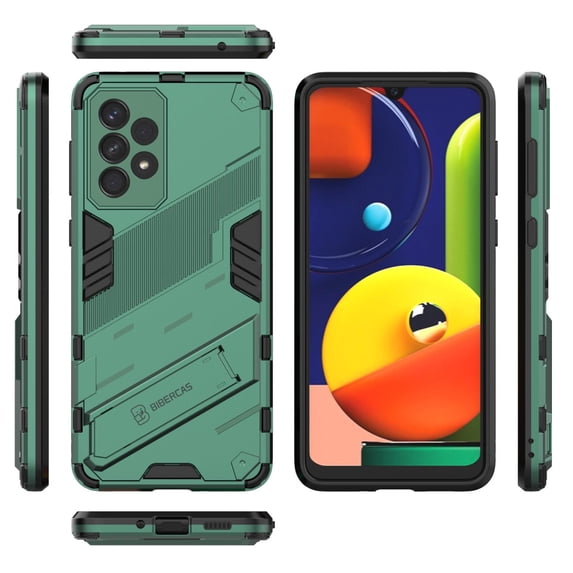 Compatible for Samsung Galaxy A73 5G Heavy Duty Case with Hidden Bracket Magnetic Car Mount Holder, Hybrid Rugged PC + Soft TPU Shockproof Anti-Scratches Cover Support Wireless Charging, Green