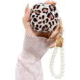 thumbnail image 1 of Compatible with Samsung Galaxy Buds 2 Pro(2022)/Galaxy Buds 2/Galaxy Buds Pro/Galaxy Buds Live Case Leopard Pattern with Pearl Keychain Cute for Women Protective Cover Case Brown, 1 of 6