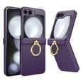 thumbnail image 1 of Compatible with Samsung Galaxy Flip 6 Case with Hinge Protection, Build-in Kickstand Ring Holder Anti-Scratches Hard PC Protective Shockproof Case for Samsung Galaxy Z Flip 6 - Darkpurple, 1 of 7