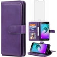 thumbnail image 1 of Compatible with Samsung Galaxy J3 2016/J 3 V/J36V/Sky/Amp Prime Wallet Case and Tempered Glass Screen Protector Flip Cover Card Holder Cell Phone Cases for Glaxay Sol J3V JV3 J36 6 J320V J320A Purple, 1 of 7