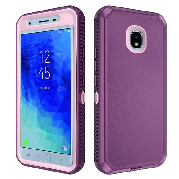 Compatible with Samsung Galaxy J7 Star J 7 Crown 7J Refine 2018 J7V 2nd Gen Phone Case Hybrid Rugged Shockproof Hard Protective Drop Proof Full Body Heavy Duty Mobile Cell Cover for Women Men Purple