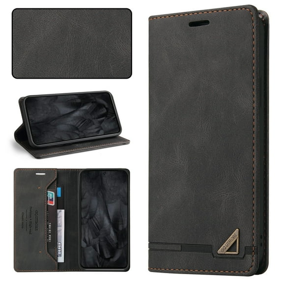 Compatible with Samsung Galaxy Note 10+ Wallet Case with Card Holder,Women Men RFID Blocking PU Leather Vintage Folio Kickstand Flip Retro TPU Protective Credit Card Slots Phone Case,Black