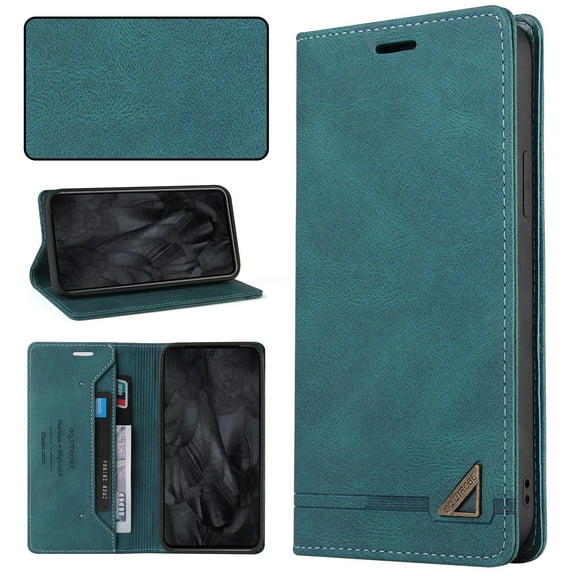 Compatible with Samsung Galaxy Note 10+ Wallet Case with Card Holder,Women Men RFID Blocking PU Leather Vintage Folio Kickstand Flip Retro TPU Protective Credit Card Slots Phone Case,Blue