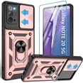 thumbnail image 1 of Compatible with Samsung Galaxy Note 20 5G Case,Samsung Note 20 Case with Screen Protector with Slide Camera Cover, 360°Rotation Ring Kickstand [Military Grade] Case for Galaxy Note 20, Rose Gold, 1 of 15