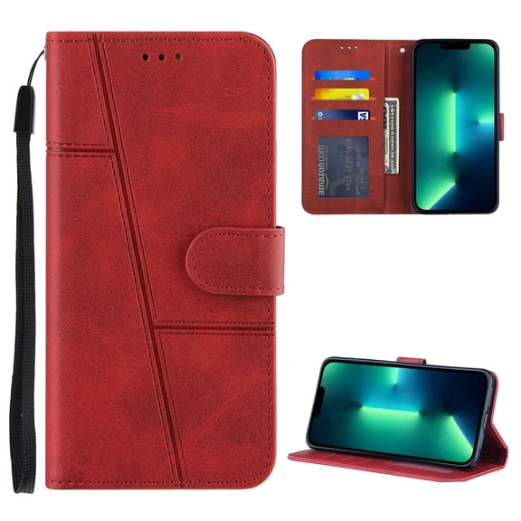 Compatible with Samsung Galaxy Note 20 Classic Wallet Case, and Lanyard PU Leather Flip Card Slots Holder Kickstand Cell Accessories Phone Cover for Samsung Galaxy Note 20 for Women Men, Red