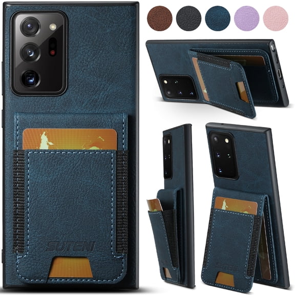 Compatible with Samsung Galaxy Note 20 Flip Wallet Phone Case with Card Holder Elastic,Magnetic Back Flip Kickstand Cover Premium PU Leather Business Classic Style Shockproof Case,Blue