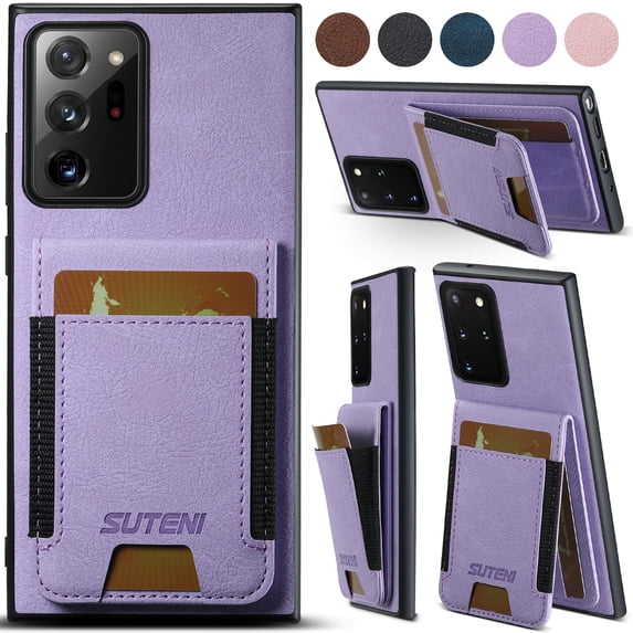 Compatible with Samsung Galaxy Note 20 Flip Wallet Phone Case with Card Holder Elastic,Magnetic Back Flip Kickstand Cover Premium PU Leather Business Classic Style Shockproof Case,Purple