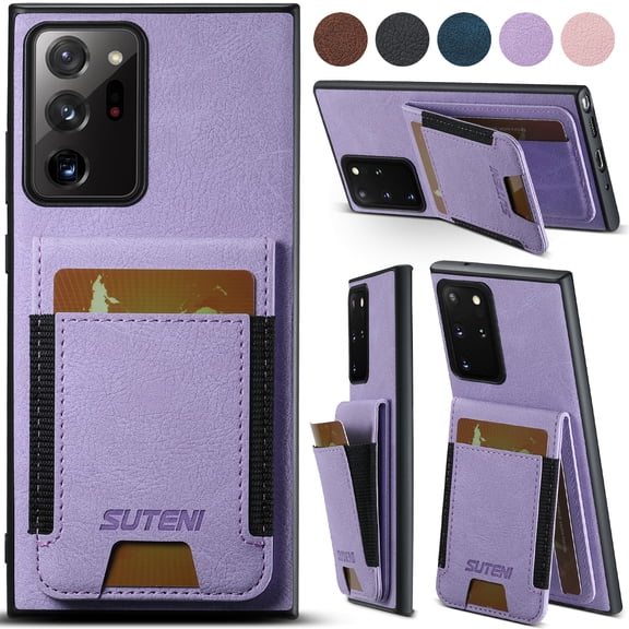 Compatible with Samsung Galaxy Note 20 Flip Wallet Phone Case with Card Holder Elastic,Magnetic Back Flip Kickstand Cover Premium PU Leather Business Classic Style Shockproof Case,Purple