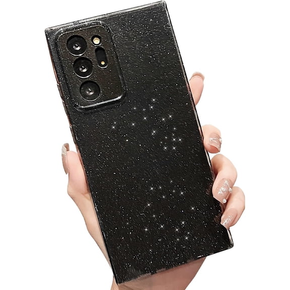 Compatible with Samsung Galaxy Note 20 Ultra 5G Case,Cute Bling Glitter Thin Slim Shockproof TPU Sparkly Cover for Women Girl for Galaxy Note 20 Ultra 6.9 INCH-Black