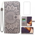 thumbnail image 1 of Compatible with Samsung Galaxy Note 20 Ultra 5G Wallet Phone Case and Tempered Glass Screen Protector Flip Credit Card Holder Stand Mandala Flower Cell Cover for Notes 20Ultra Note20+ U + Gray, 1 of 9