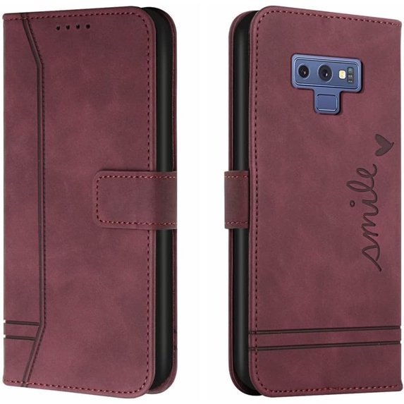Compatible with Samsung Galaxy Note 9 Case, Galaxy Note 9 Wallet case with Card Holder Kickstand Magnetic Leather Flip Shockproof Protective Case for Samsung Galaxy Note 9 Red Wine HX