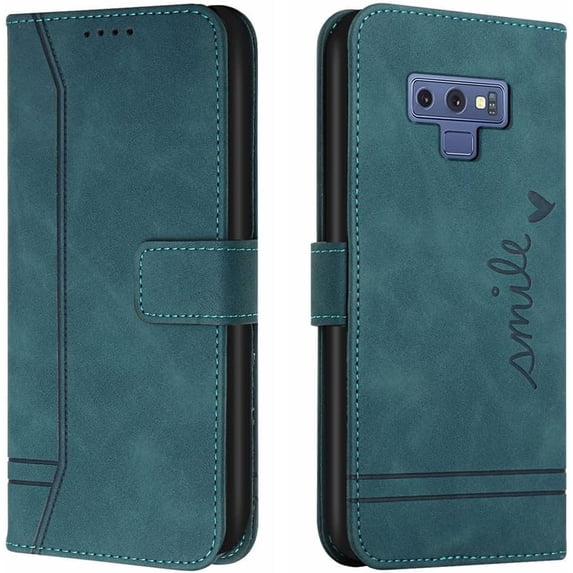 Compatible with Samsung Galaxy Note 9 Case, Galaxy Note 9 Wallet case with Card Holder Kickstand Magnetic Premium PU Leather Flip Shockproof Protective Case for Samsung Galaxy Note 9 Green HX