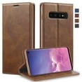 thumbnail image 1 of Compatible for Samsung Galaxy S10 Plus 6.4 Inch Wallet Case, Luxury PU Leather RFID Blocking Flip Case with Card Slots Holder Kickstand Magnetic Clasp Cover Soft Silicone Shockproof Folio Case,Brown, 1 of 14