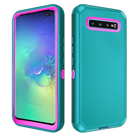 Compatible with Samsung Galaxy S10 Plus Phone Case Hybrid Rugged Shockproof Hard Protective Drop Proof Full Body Heavy Duty Mobile Cell Cover for S10+ S10plus 10S Edge S 10 10plus Women Men Green
