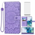 thumbnail image 1 of Compatible with Samsung Galaxy S20 5G 6.2 inch Wallet Phone Case and Tempered Glass Screen Protector Flip Credit Card Holder Stand Mandala Flower Cell Cover for S 20 20S UW S2O G5 Women Men Purple, 1 of 9