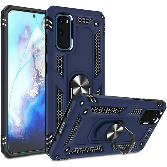Compatible for Samsung Galaxy S20 Case 6.2-inch with HD Screen Protector, Military-Grade Protective Phone Case with Magnetic Kickstand Ring for Samsung Galaxy S20 5G Blue