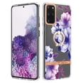thumbnail image 1 of Compatible for Samsung Galaxy S20 Case with Ring Kickstand Holder Clear Floral Pattern Hybrid PC TPU Shockproof Protective Phone Case Cover for Samsung Galaxy S20 Women Girls, Purple Flower, 1 of 5