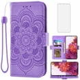 thumbnail image 1 of Compatible with Samsung Galaxy S20 FE 5G 6.5 inch Wallet Phone Case and Tempered Glass Screen Protector Flip Credit Card Holder Stand Cell Cover for S 20 EF UW 2022 S20FE5G Fan Edition 4G G5 Purple, 1 of 9