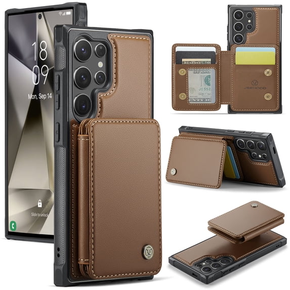 Compatible With Samsung Galaxy S20 FE Case, Detachable Magnetic Wallet Flip Dual Layer Card Cash Slot Case Cover Kickstand Function PU Leather RFID Blocking Phone Cover,Brown