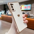 thumbnail image 1 of Compatible with Samsung Galaxy S20 FE Case,Love Heart Pattern Electroplated Design Soft TPU Shockproof Protective Phone Case Full Camera Lens Protection Cover for Samsung Galaxy S20 FE-White, 1 of 7