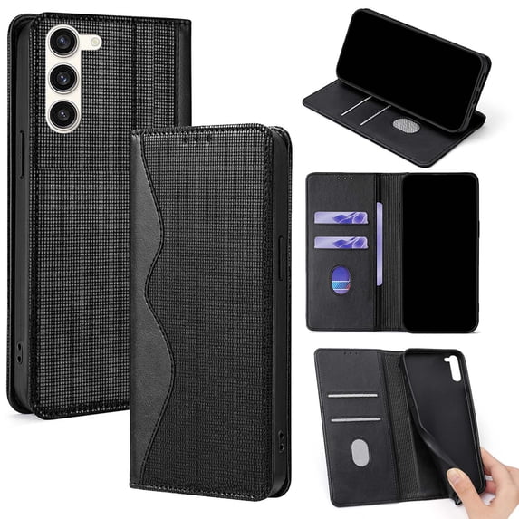 Compatible with Samsung Galaxy S20 FE Phone Case,Wave Curves and Sequins Meticulously Sewn PU Leather Flip Folding Kickstand Wallet Shockproof Rugged Phone Case With Card Slots,Black
