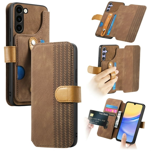 Compatible with Samsung Galaxy S20 FE Wallet Case with RFID Blocking Card Holder,With Wrist Strap Kickstand, PU Leather Flip Case with Magnetic Closure, Shockproof Interior Protective Cover,Brown