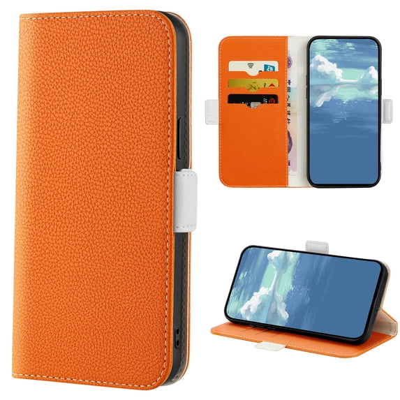 Compatible with Samsung Galaxy S20 FE Wallet Case, Shockproof Flip Folio Premium PU Leather Wallet Cover with Card Slots Invisible Kickstand Magnetic Closure for Samsung Galaxy S20 FE,Orange