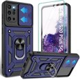 thumbnail image 1 of Compatible with Samsung Galaxy S20 Plus Case,Samsung S20 Plus Case with HD Screen Protector with Slide Camera Cover, 360°Rotation Ring Kickstand [Military Grade] Case for Galaxy S20+ Plus,Blue, 1 of 15