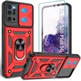 thumbnail image 1 of Compatible with Samsung Galaxy S20 Plus Case,Samsung S20 Plus Case with HD Screen Protector with Slide Camera Cover, 360°Rotation Ring Kickstand [Military Grade] Case for Galaxy S20+ Plus,Red, 1 of 15