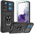 thumbnail image 1 of Compatible with Samsung Galaxy S20 Plus Case,Samsung S20 Plus Case with HD Screen Protector with Slide Camera Cover, 360°Rotation Ring Kickstand [Military Grade] Case for Galaxy S20+ Plus,Black, 1 of 8