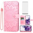 thumbnail image 1 of Compatible with Samsung Galaxy S20 Plus S20+ 5G Wallet Phone Case and Tempered Glass Screen Protector Flip Credit Card Holder Stand Flower Cell Cover for S20+5G S20plus 20S + S2O S 20 20+ G5 Pink, 1 of 8