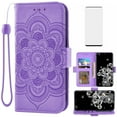 thumbnail image 1 of Compatible with Samsung Galaxy S20 Ultra 5G Wallet Phone Case and Tempered Glass Screen Protector Flip Credit Card Holder Stand Flower Cell Cover for S20ultra 20S S 20 A20 S2O 20ultra G5 Purple, 1 of 9