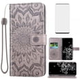 thumbnail image 1 of Compatible with Samsung Galaxy S20 Ultra 5G Wallet Phone Case and Tempered Glass Screen Protector Flip Credit Card Holder Stand Flower Cell Cover for S20ultra 20S S 20 A20 S2O 20ultra G5 Gray, 1 of 9