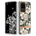 thumbnail image 1 of Compatible for Samsung Galaxy S20 Ultra Case with Ring Kickstand Holder Clear Floral Pattern Hybrid PC TPU Shockproof Protective Phone Case Cover for Samsung Galaxy S20 Ultra Women Girls, White Flower, 1 of 5