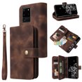 thumbnail image 1 of Compatible with Samsung Galaxy S20 Ultra Wallet Case, [6 Card Slots] Removable Adjustable Crossbody Necklace Lanyard Shoulder Strap Zipper PU Leather Case for Samsung Galaxy S20 Ultra,Brown, 1 of 9