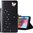 thumbnail image 1 of Compatible with Samsung Galaxy S21 Case Glitter with Card Holder Flip Wallet Phone Case for Women Crystal Butterfly Shockproof Protective Case for Samsung Galaxy S21 5G,Black GY, 1 of 15